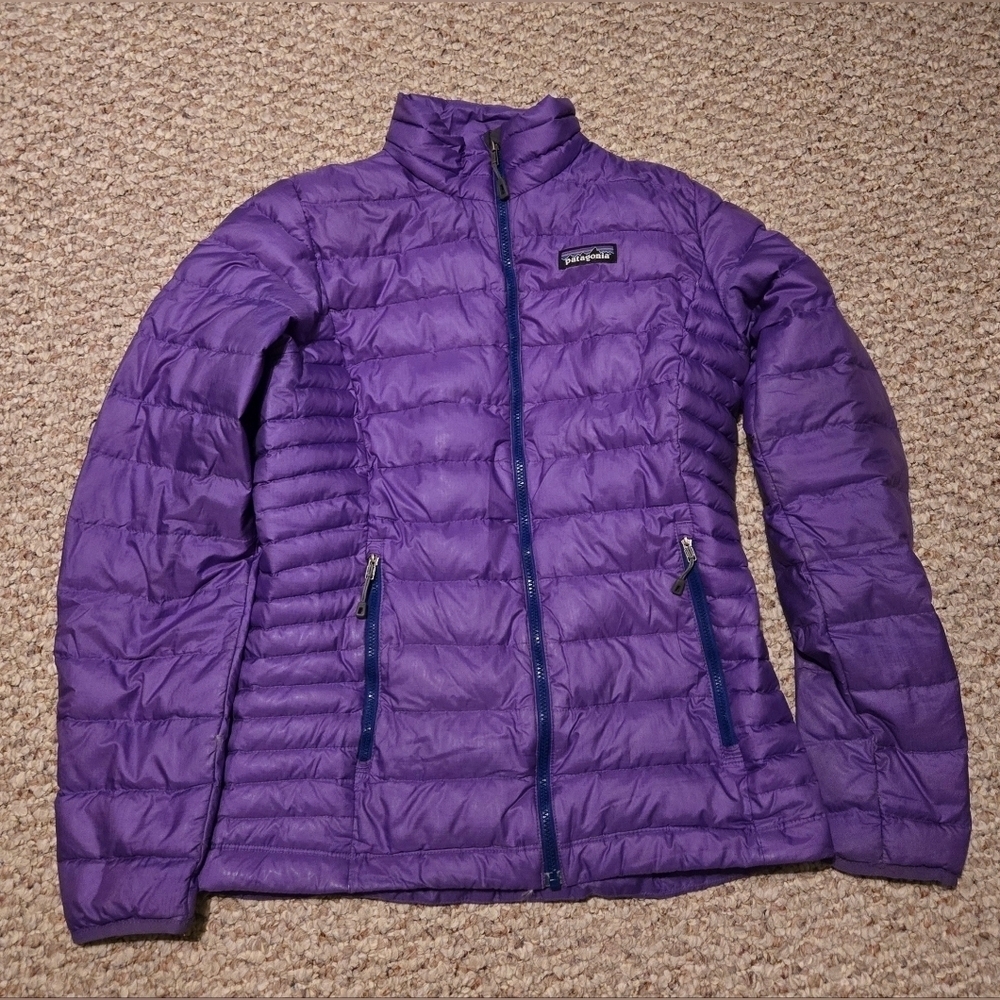 PATAGONIA Purple Goose Down Puffy Sweater Zip Jacket Women's Size XS
